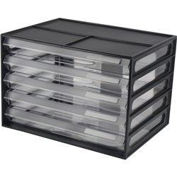 Italplast A4 Document Cabinet 5 Drawer Black/Clear