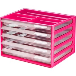 Italplast A4 Document Cabinet 5 Drawer Watermelon/Clear