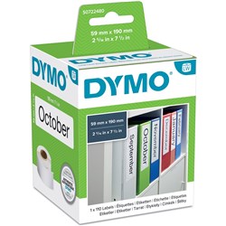 Label Dymo Labelwriter Lever Arch White 59mmx190mm