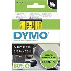 Dymo D1 9mmx7M Black On Yellow Label Tape