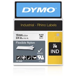 Label Tape Dymo Rhinopro 19mmx3.5m White Flexible Nylon