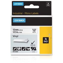 Dymo Rhinopro 12mmx5.5m White Vinyl Label Tape