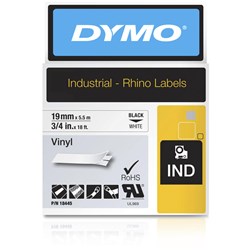 Dymo Rhinopro 19mmx5.5m White Vinyl Label Tape