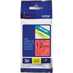 Brother P-Touch Tze-431 12mm Black/Red Label Tape