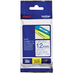 Brother P-Touch Tze-133 12mm Blue/Clear Label Tape