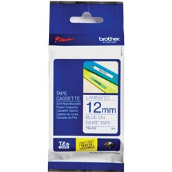 Brother P-Touch Tze-233 12mm Blue/White Label Tape