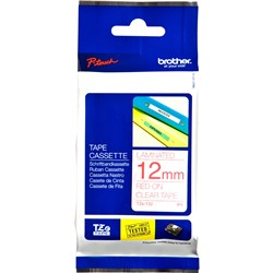 Brother P-Touch Tze-132 12Mm Red/Clear Label Tape