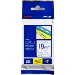 Brother P-Touch Tze-243 18mm Blue/White Label Tape