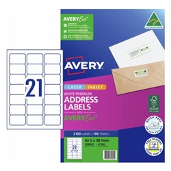 Label Laser Avery Address L7160-100 63.5X38.1mm 21 P/Page