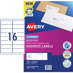 Label Laser Avery Address L7162-20 99.1X34mm 16 P/Page