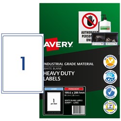 Label Laser Avery H/Duty Shipping L7067-25 199.6X289.1mm 1 P/Page