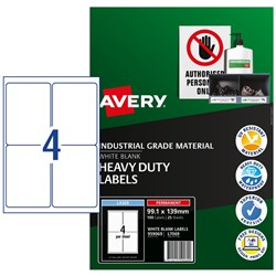 Label Laser Avery H/Duty Parcel L7069-25 99.1X139mm 4 P/Page