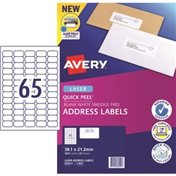 Label Laser Avery Mini Address L7651-25 38.1X21.2mm 65 P/Page