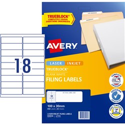 Label Laser Avery Ring Binder L7172-25 100X30mm 18 P/Page