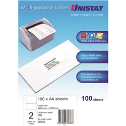 Label Laser/Ijet/Copier Unistat 2 P/page