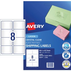 Label Avery Laser Clear L7565 8 Pk25