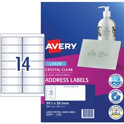 Avery L7563 Clear 99.1x38.1mm 14 P/page Laser Label