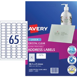 Label Laser Avery Mini Address L7551-25 Clear 38.1X21.2mm 65 P/Page