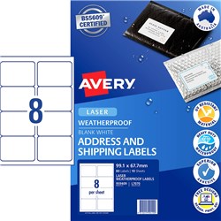 Avery Internet Shipping Labels Heavy Duty 8L/P/Sht Weatherpro