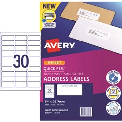 Label Inkjet Avery Address J8158-50 64X26.7mm 30 P/Page