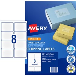 Label Inkjet Avery Parcel J8565-25 Clear 99.1X67.7mm 8 P/Page