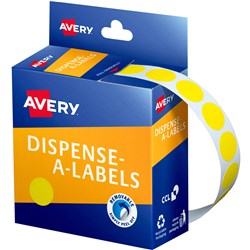 Label Avery Dispenser Pack Circle 14mm Yellow