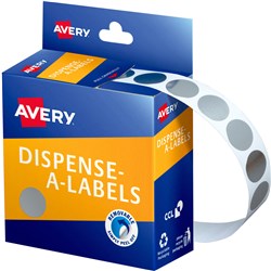 Label Avery Dispenser Pack Circle 14mm Silver