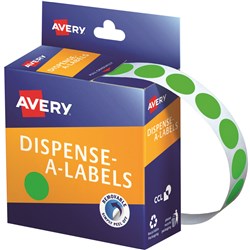 Label Avery Dispenser Pack Circle 14mm Fluro Green