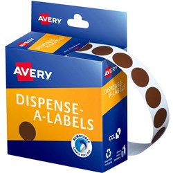 Label Avery Dispenser Pack Circle 14mm Brown