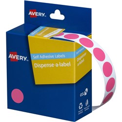 Label Avery Dispenser Pack Circle 14mm Pink