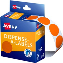 Label Avery Dispenser Pack Circle 24mm Orange