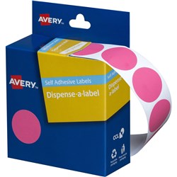 Label Avery Dispenser Pack Circle 24mm Pink