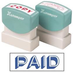 X-Stamper 1357 Paid Blue Self Inking Stamp