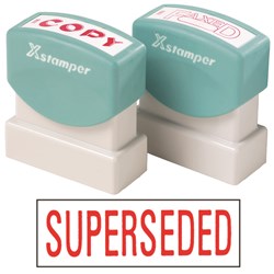 X-Stamper 1366 Superseded Red Self Inking Stamp