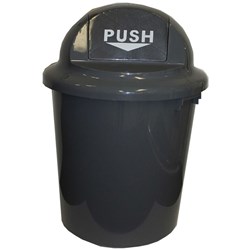 Cleanlink 60L Grey Rubbish Bin With Circular Bullet Lid