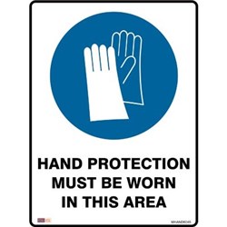 Zions Hand Protection Must Be Worn 45x60cm Metal Mandatory Sign