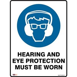 Zions Hearing & Eye Protection Must Be Worn 45x60cm Metal Mandatory Sign