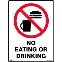 Zions No Food Or Drink 45x60cm Polypropylene Prohibition Sign