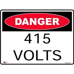 Zions Danger 415 Volts 45x60cm Polypropylene Danger Sign