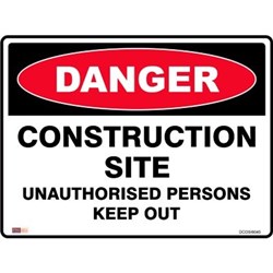 Zions Construction Site 45x60cm Polypropylene Danger Sign