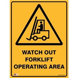 Zions Watch Out Forklift 45x60cm Polypropylene Warning Sign