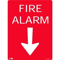 Zions Fire Alarm With Arrow 45x60cm Polypropylene Fire Sign