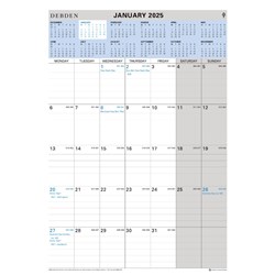 Debden 2025 300x432mm 12 Month To View Wiro Wall Calendar