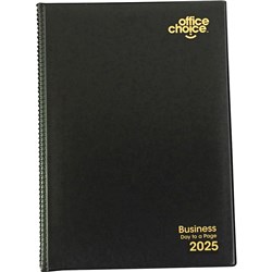 Office Choice 2025 A5 Business Black PVC Day To Page 1hr Appointment Diary