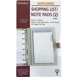 Debden DayPlanner Pocket Shopping List/Note Pad Refill