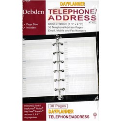 Debden DayPlanner Pocket Tele/Address Refill