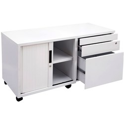 Go Steel Mobile Caddy With Left Hand Tambour Door White Satin