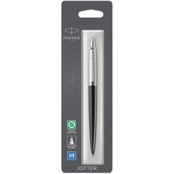 Parker Jotter Ballpoint Pen Bond Street Black Chrome Trim Blue