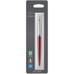 Parker Jotter Ballpoint Pen Kensington Red Chrome Trim Blue