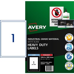 Avery L7067 White 199.6x289.1mm Safety & Industrial Removable Heavy Duty La
